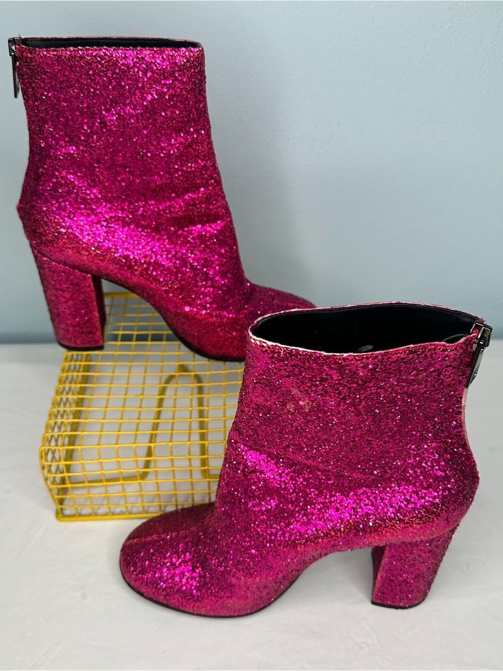 Just Cavalli Hot Pink Glitter Ankle Boots